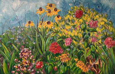 oil painting of a patch of the garden by DeAnn Melton