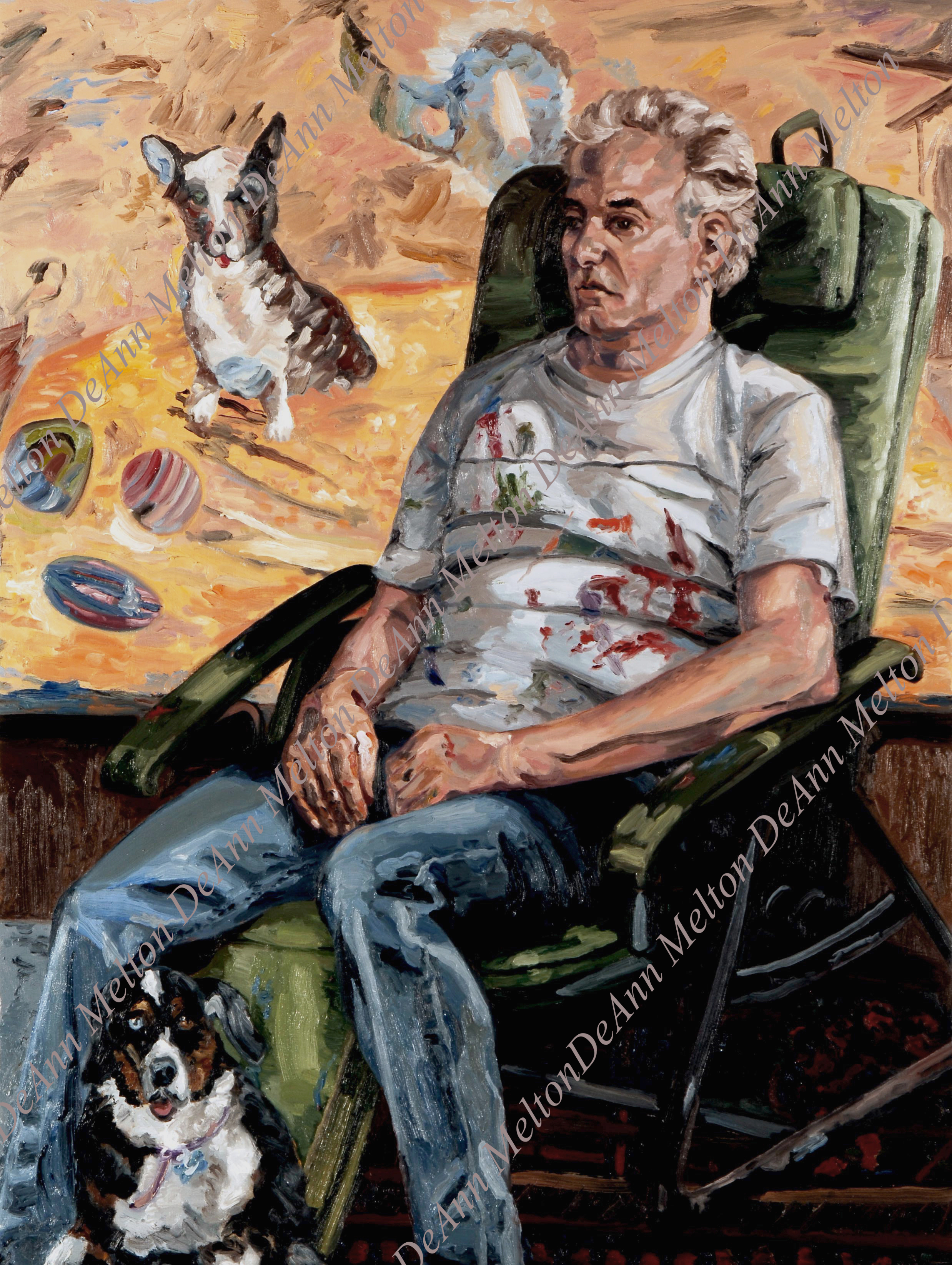 life size oil portrait of artist, Albert Kogel, by DeAnn Melton