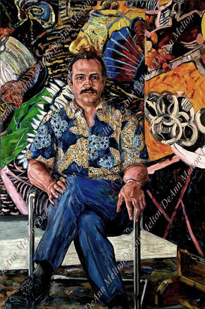 life size oil portrait of artist, Jim Waid, by DeAnn Melton